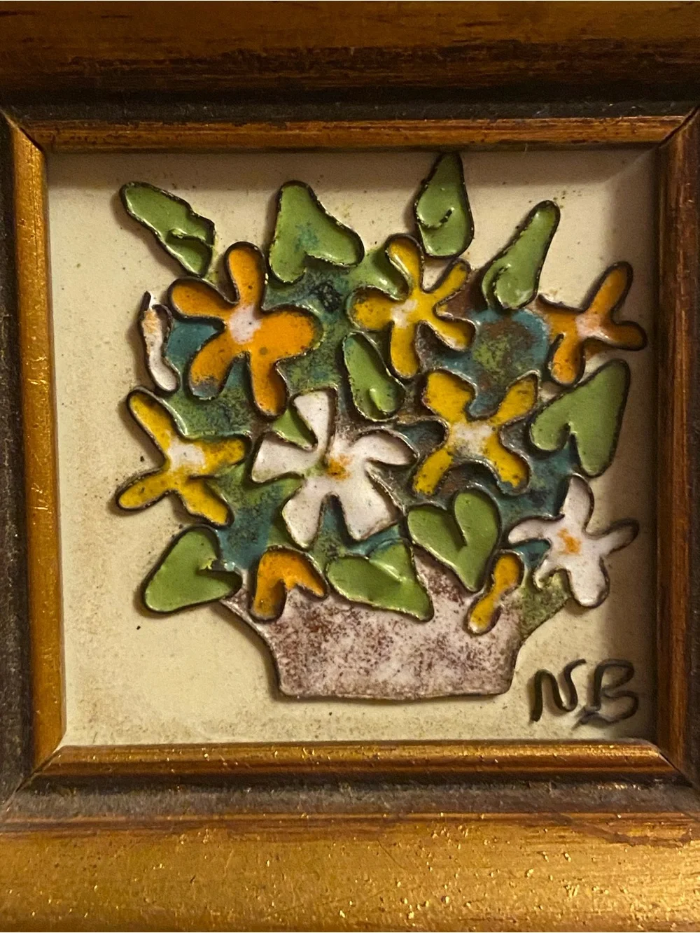 Vintage Miniature Framed Art Print in Gold Tone Frame Flower Boutiquet